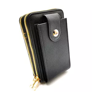 Mobiltartós pénztárca/mini táska felcsatolható oldalpánttal, fekete